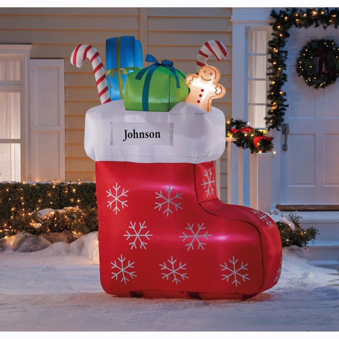 Lit Christmas Stocking Inflatable, , large