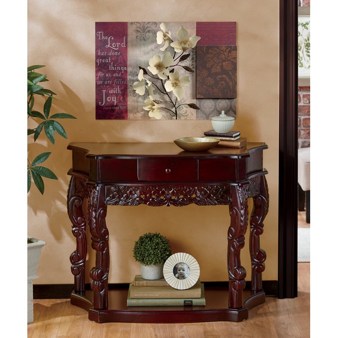 Carved curved shop console table