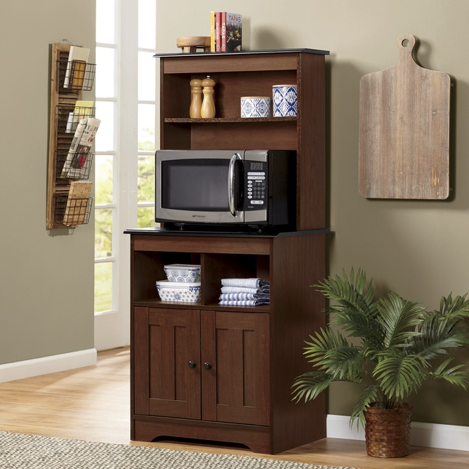 katie microwave stand with hutch | montgomery ward