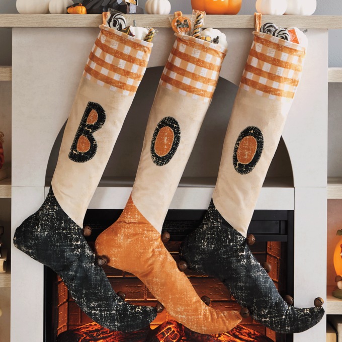 Set of 3 Halloween Treat Stockings - Witch, Mummy and Frankenstein, Multi, large