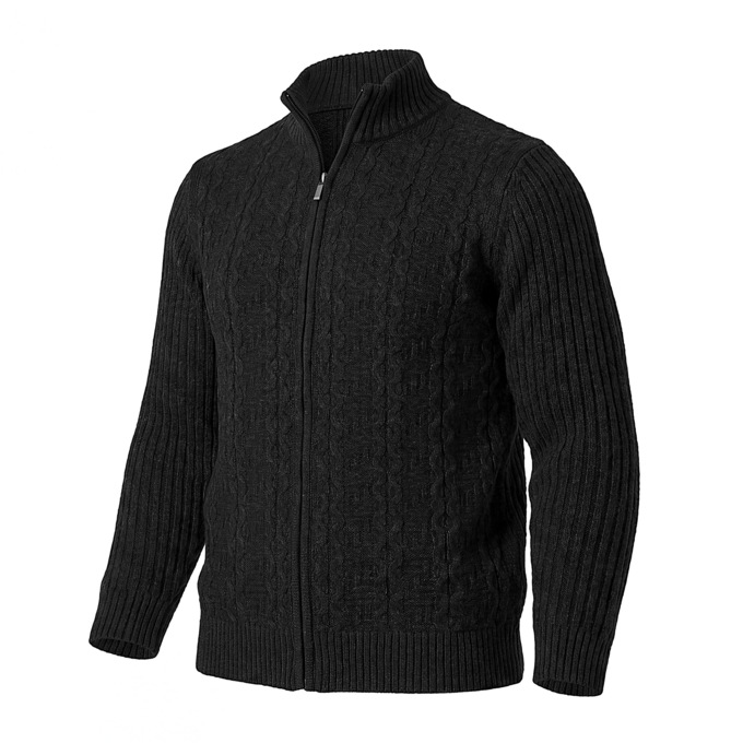 Men&rsquo;s Cable-Knit Full-Zip Cardigan Sweater, , large
