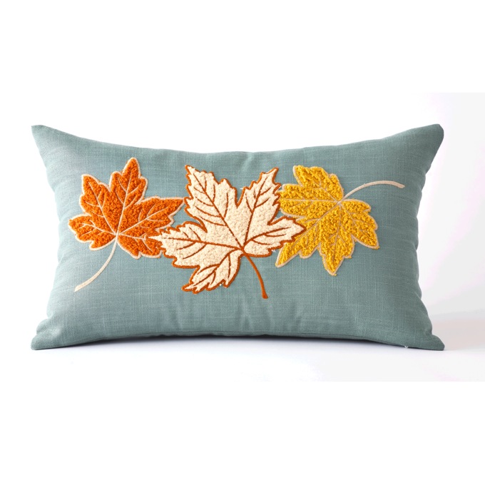 Sherpa Textured-Leaf Decorative Pillow, , large