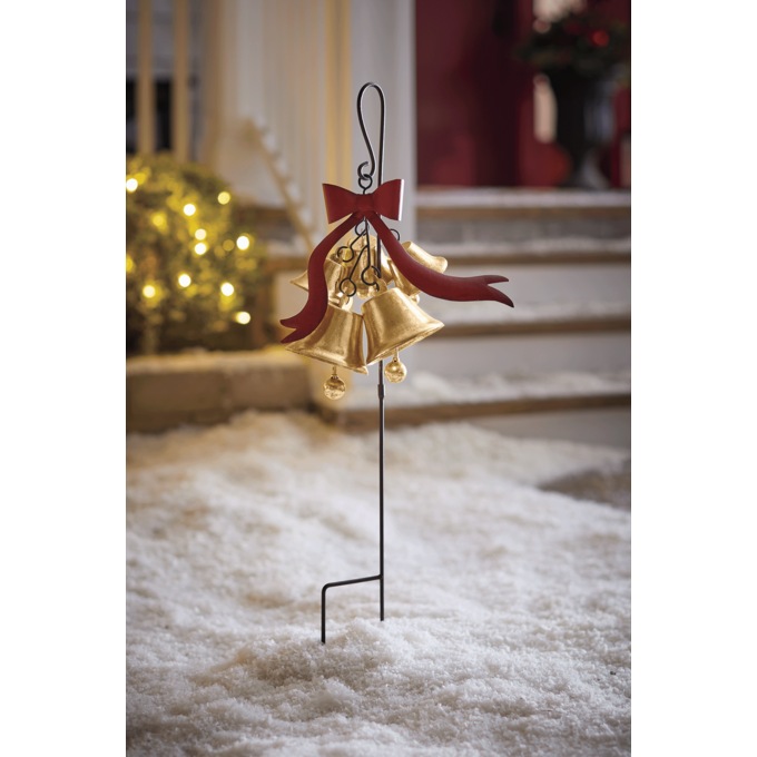 Outdoor Metal Christmas Bells Yard Stake, Multi, large