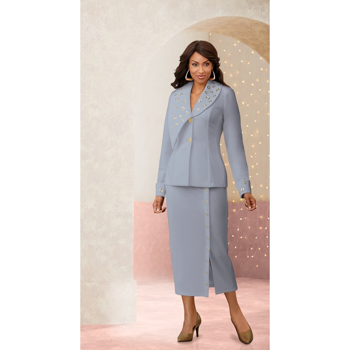 Briella Grommet Trim Skirt Suit, , large