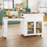 Powered Expandable Kitchen Island, White, large