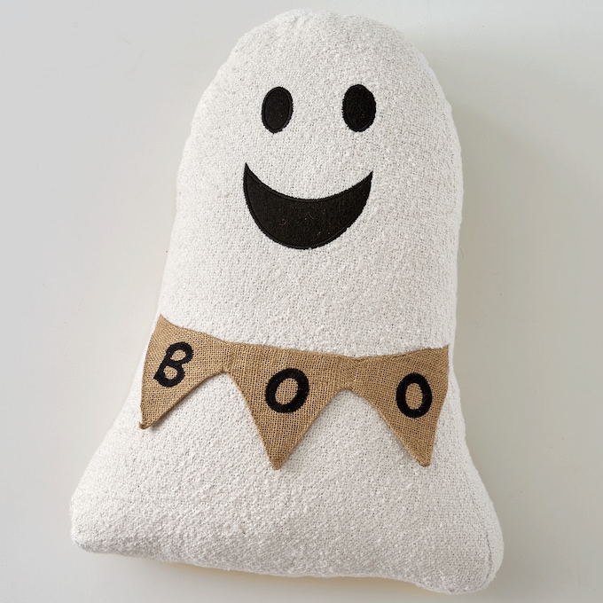 Figural Ghost Burlap Pillow, , large