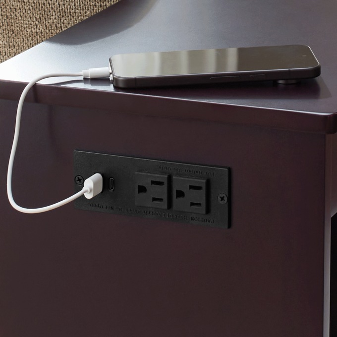 Powered Side Table with Cupholders, , large