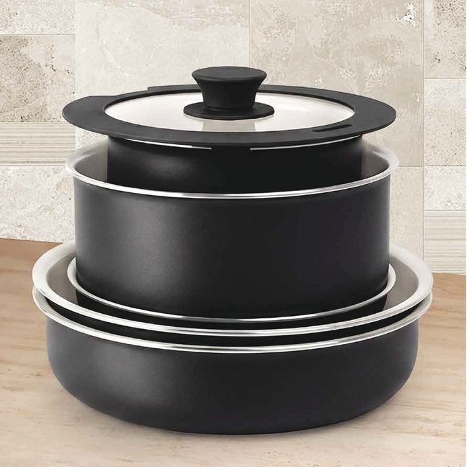 Gotham Steel 18-Piece Detachable Handle Cookware Set, Black, large