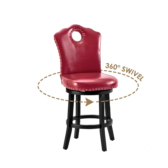 High-Back Swivel Bar or Counter Stool with Nailhead Trim, , large