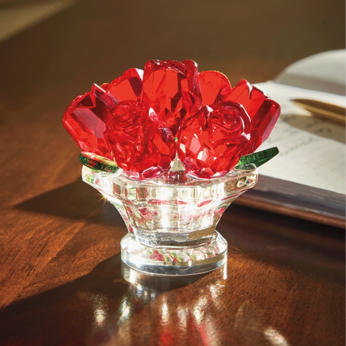 Mini Glass Flower Bouquet, Red, large