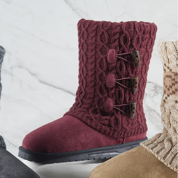 MUK LUKS Cheryl Sweater Boot with Faux-Fur Lining, , large