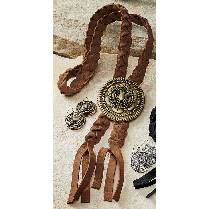 Faux-Leather Bolo Tie, , large