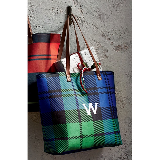 Personalized Harvest Plaid Tote, , large