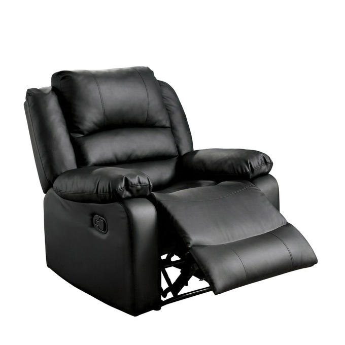 Overstuffed Recliner, Black, large