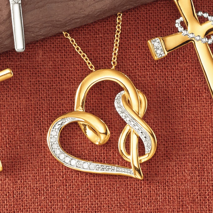Diamond Heart Eternity Pendant, , large