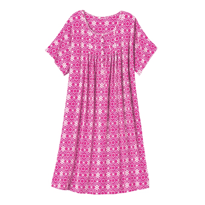 Short-Sleeve Knit Nightgown, , large