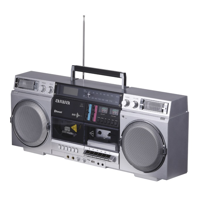 AIWA Retro Bluetooth Boom Box with CD & Cassette Player, , large