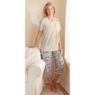 Smocked Printed Capri PJs, Heather Gray, large