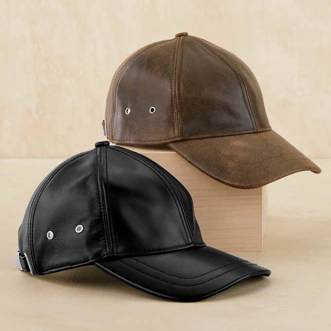 Fitted leather baseball cap