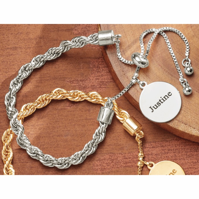Lariat Rope Bracelet with Name Charm, , large