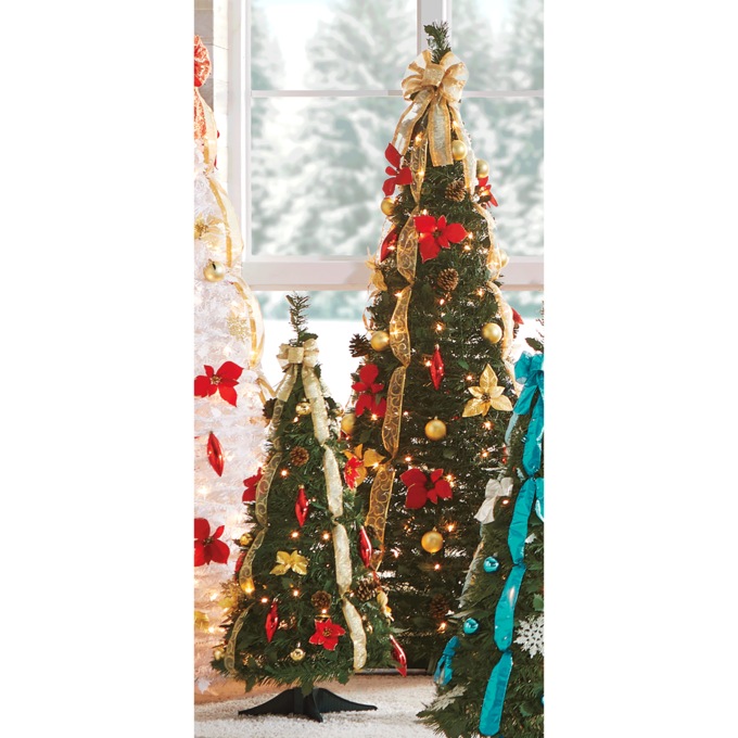 3' Poinsettia Pop-Up Tree, Red, large