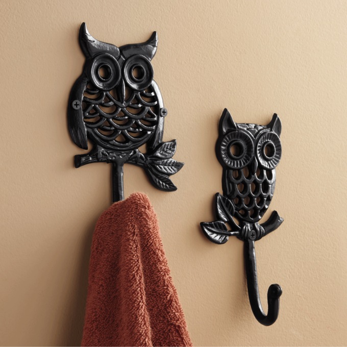 Set of 2 Owl Wall Hooks, , large