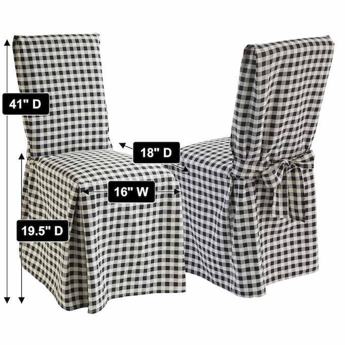 Gingham Check Dining Chair Cover with Ties, , large