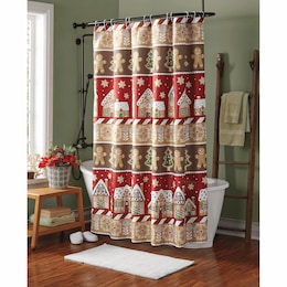 Gingerbread Lane Shower Curtain, , large