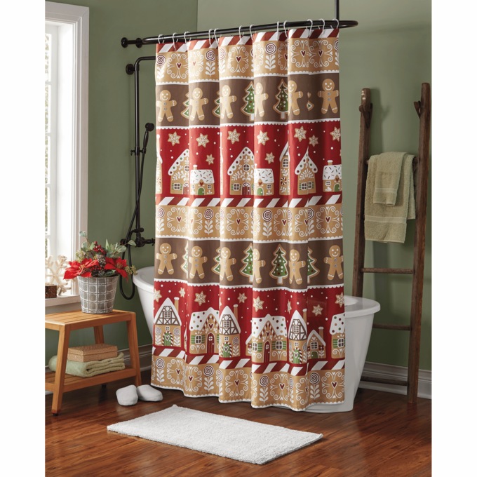 Gingerbread Lane Shower Curtain, , large
