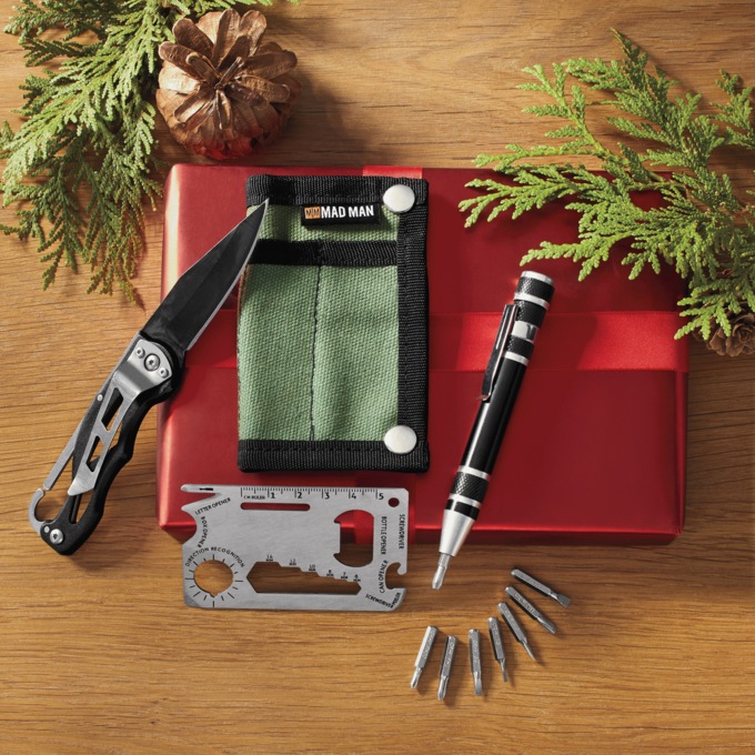 4-Piece Pocket Knife Multi-Tool Set with Slim Line Wallet, Multi, large