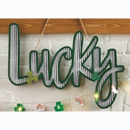 Lucky Shaped Metal Sign, , large