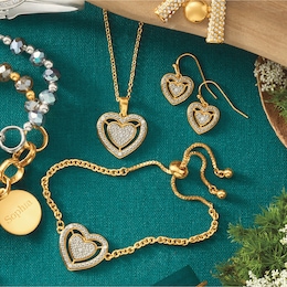 Diamond Heart Pendant, Bracelet &amp; Earring Set, , large