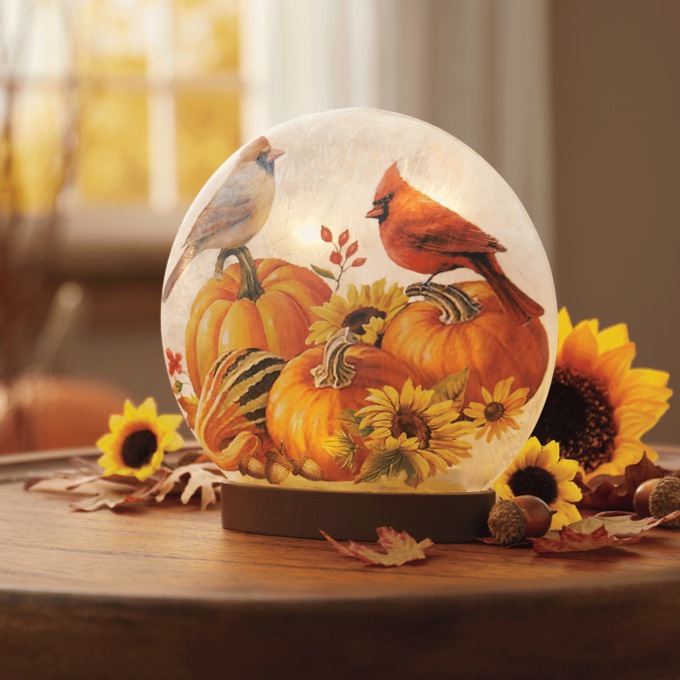 Reversible Harvest/Christmas LED Cardinal Globe, Multi, large