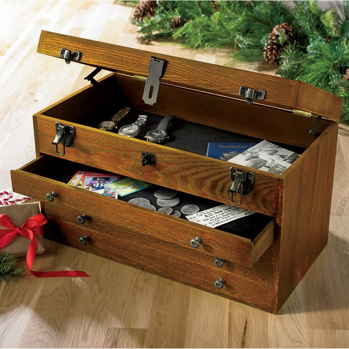 Personalized Wood-Finish Lined Box, , large