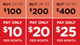 Buy up to $100, pay only $10 a month